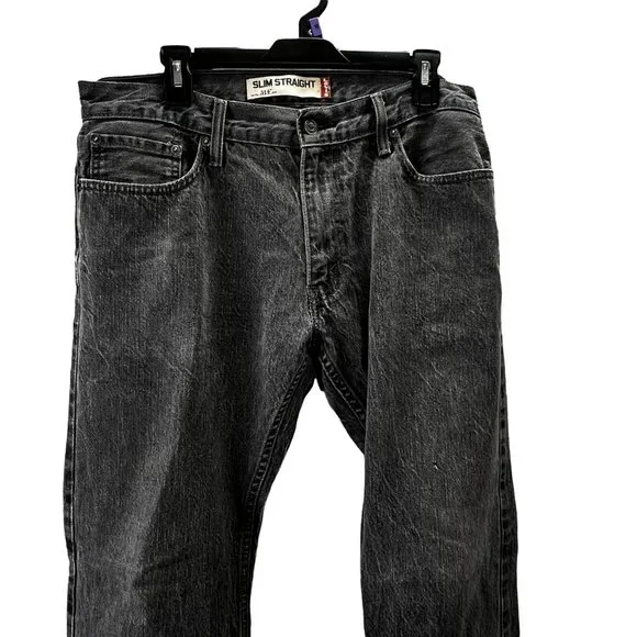 Levi's Charcoal Slim Straight Men's Jeans - Picture 4 of 8